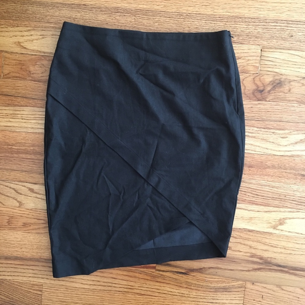 StyleSaint black asymmetric eucalyptus pencil skirt